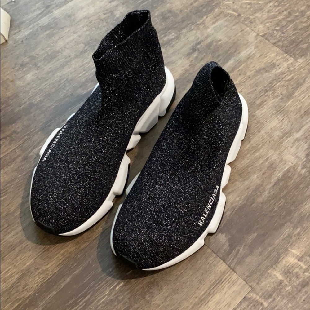 Balenciaga black lurex speedy sneaker